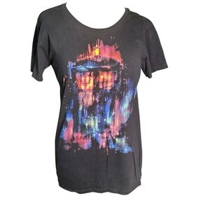 Dr Who of All Time & Space Graphic Black T-Shirt with Colorful Design XXL